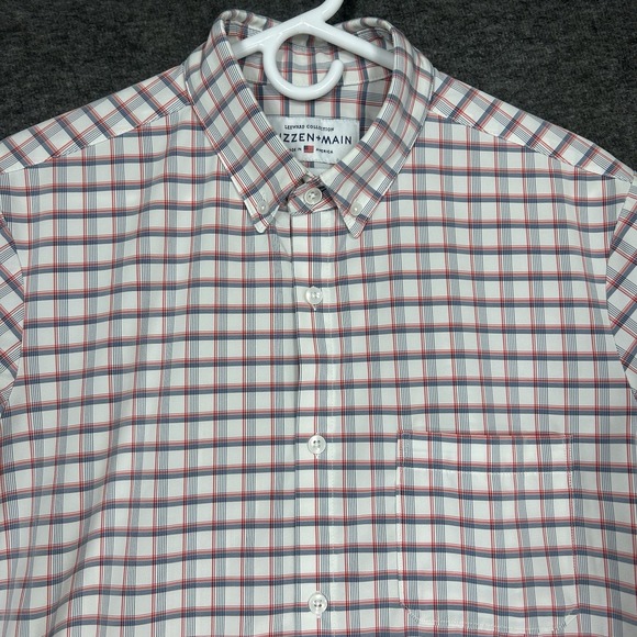 Mizzen+Main Other - Mizzen Main Shirt Mens Large White Blue Plaid Button Up Trim Leeward performance